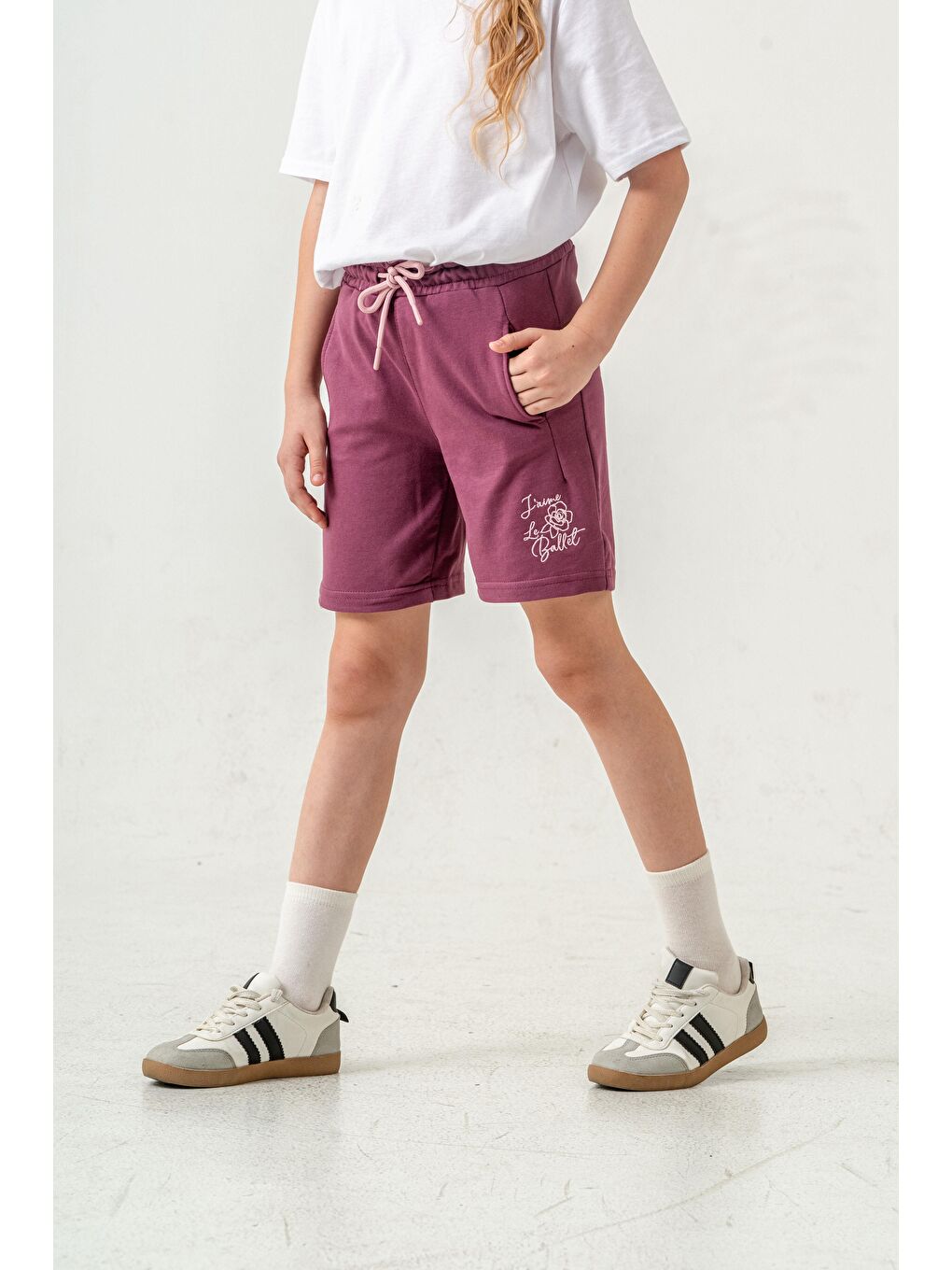 Pembe Jaime Le  Bullet Nakışlı Kız Çocuk Şort-7