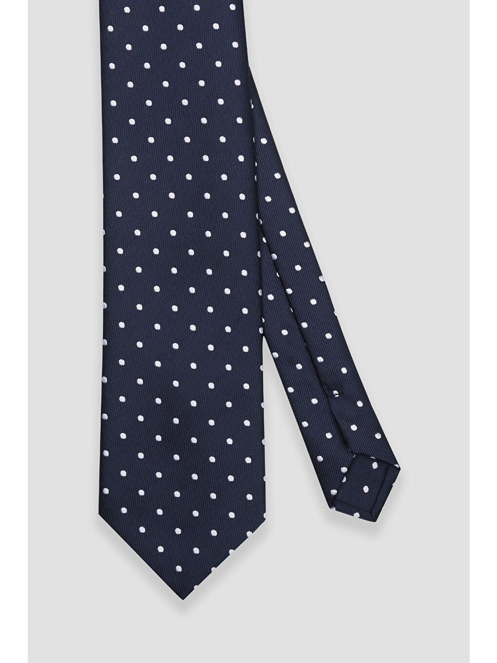 Kravat 8 Cm Mikrofiber Polyester Lacivert Erkek Puantiyeli Kravat-1