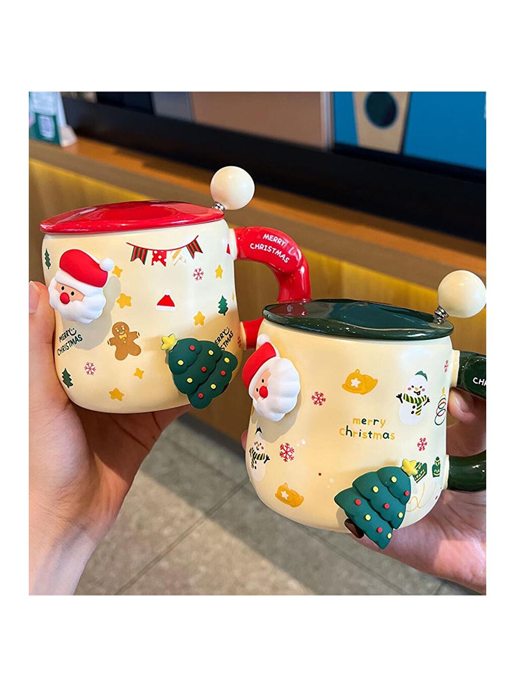 Karışık Yılbaşı Figürlü Mıknatıslı Seramik Kupa-1