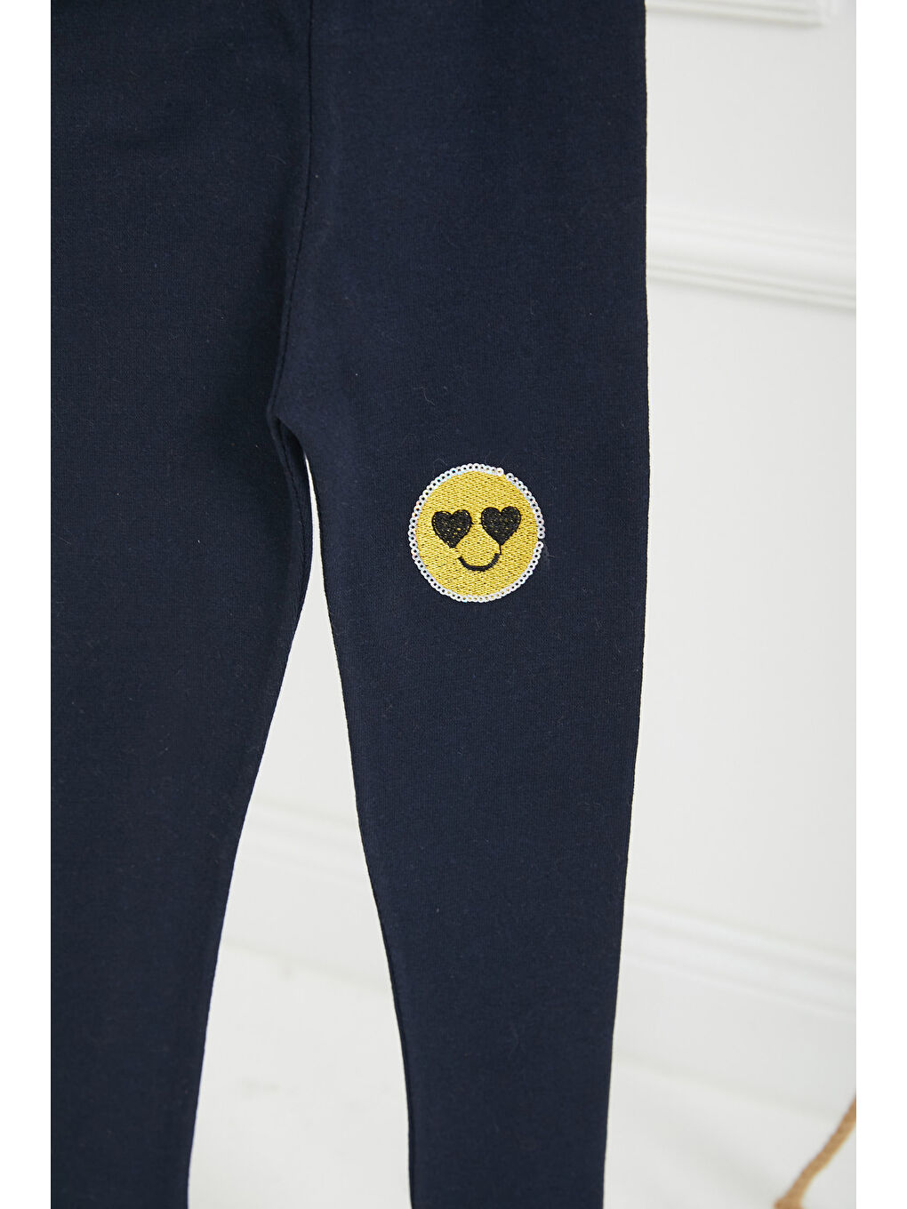 Kız Çocuk Lacivert Nakışlı Tayt - 26675-1