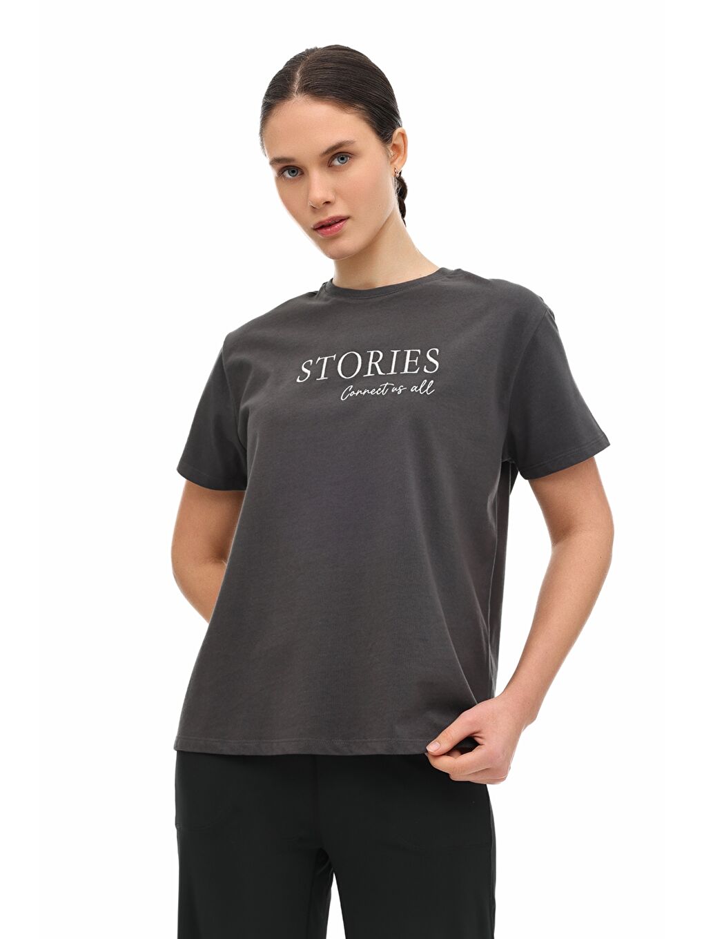 WL 11STORY 6FX Gri Kadın Kısa Kol T-Shirt