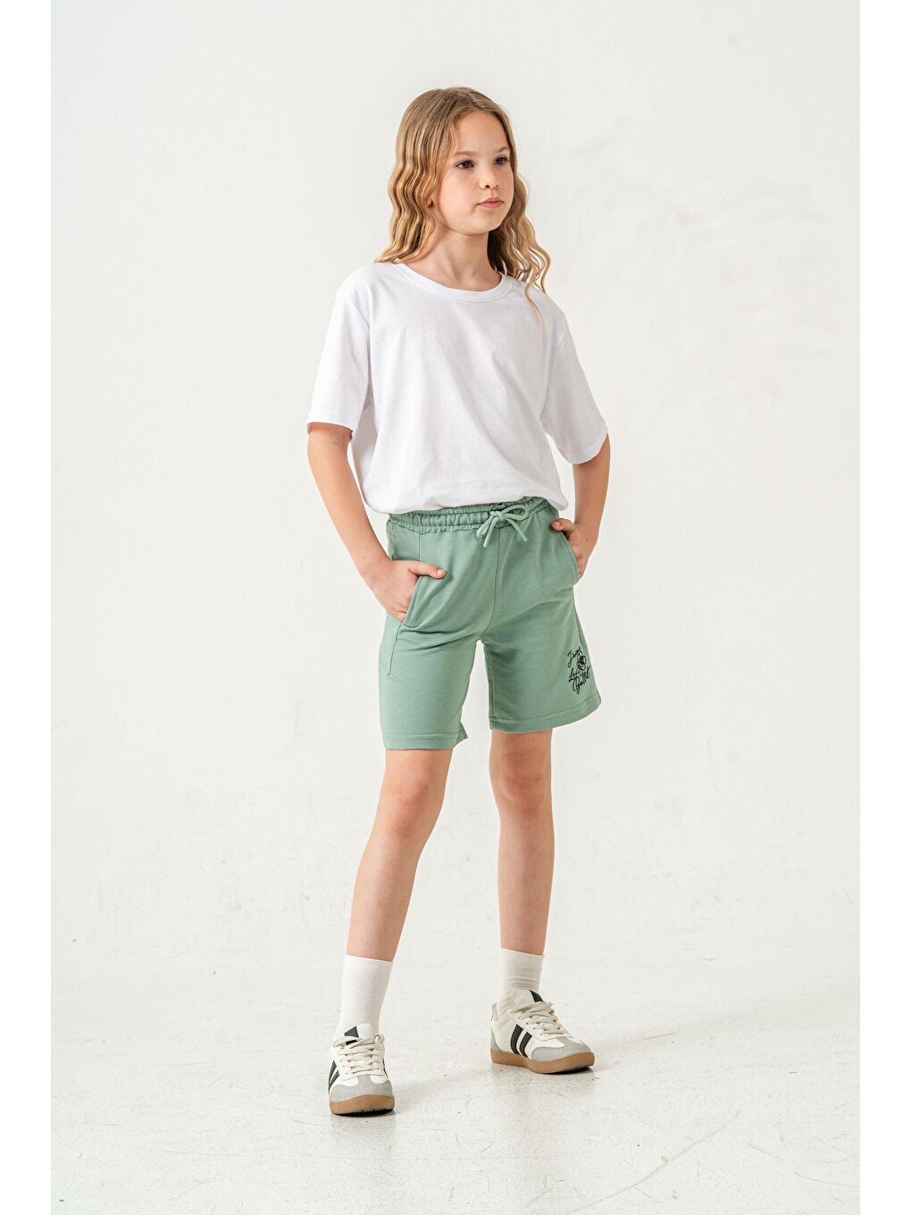 Yeşil Jaime Le  Bullet Nakışlı Kız Çocuk Şort-1