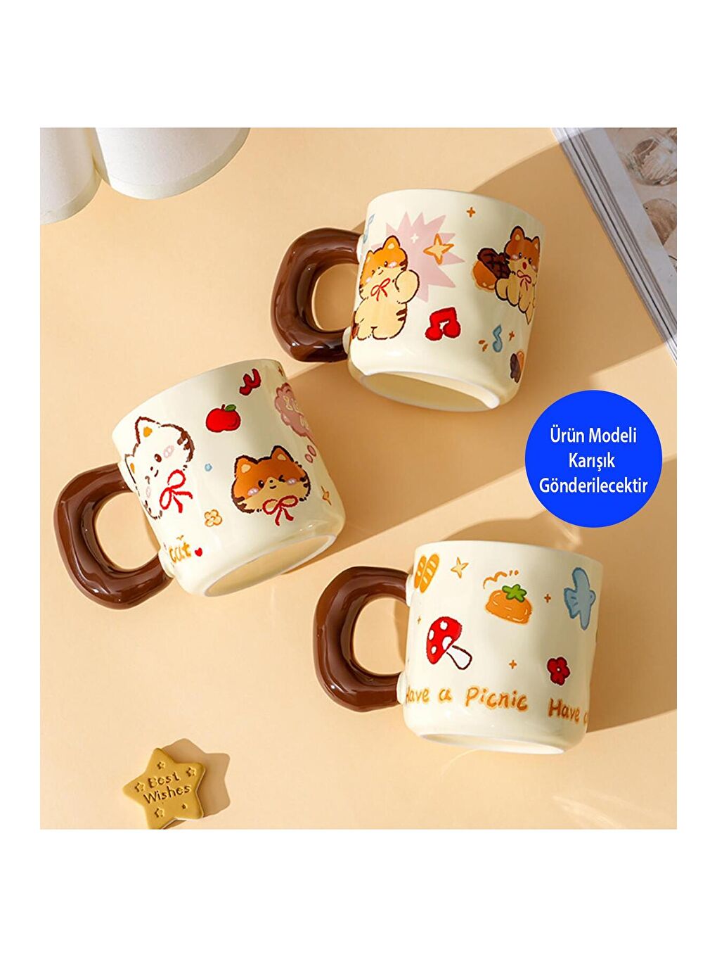 Karışık Tatlı Kedi Temalı Seramik Kupa-1