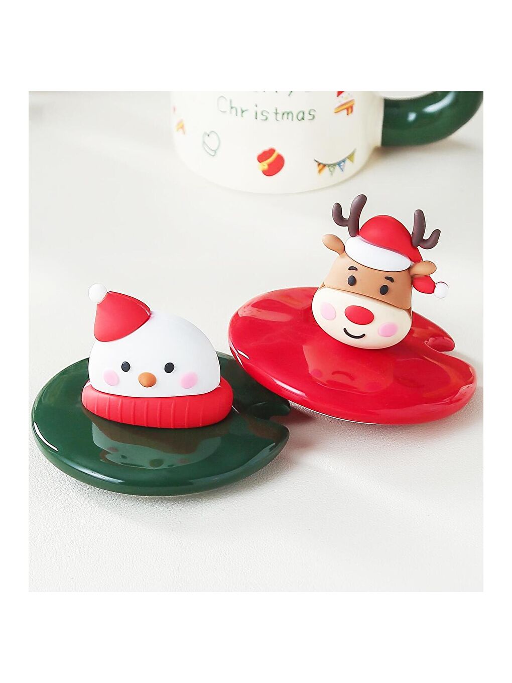 Karışık Yılbaşı Figürlü Kapaklı Seramik Kupa-3