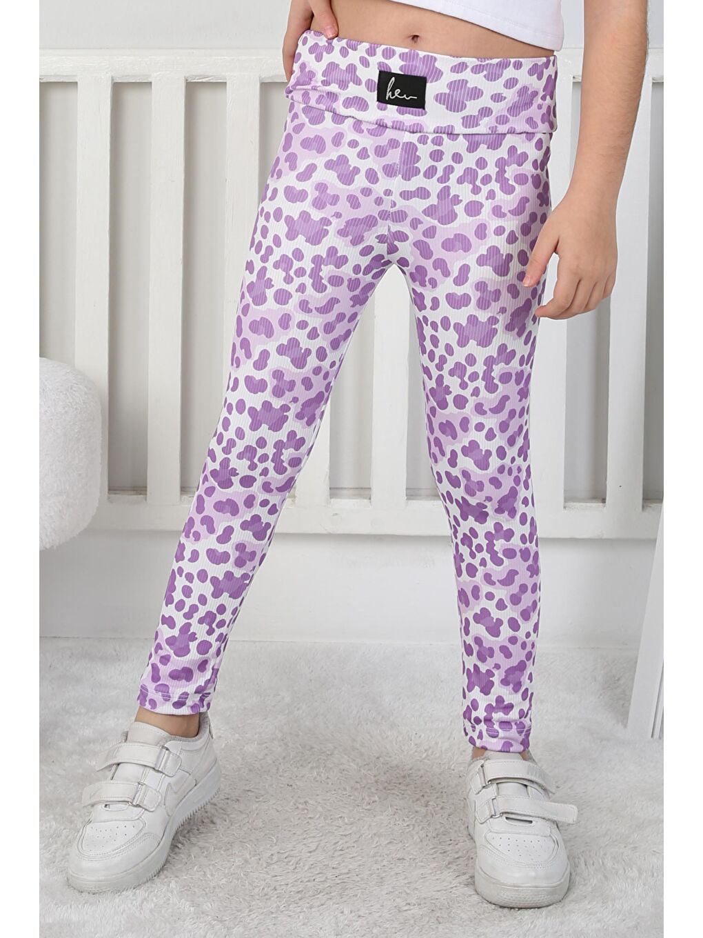 Kız Çocuk Lila Leopar Desenli Tayt - 26802