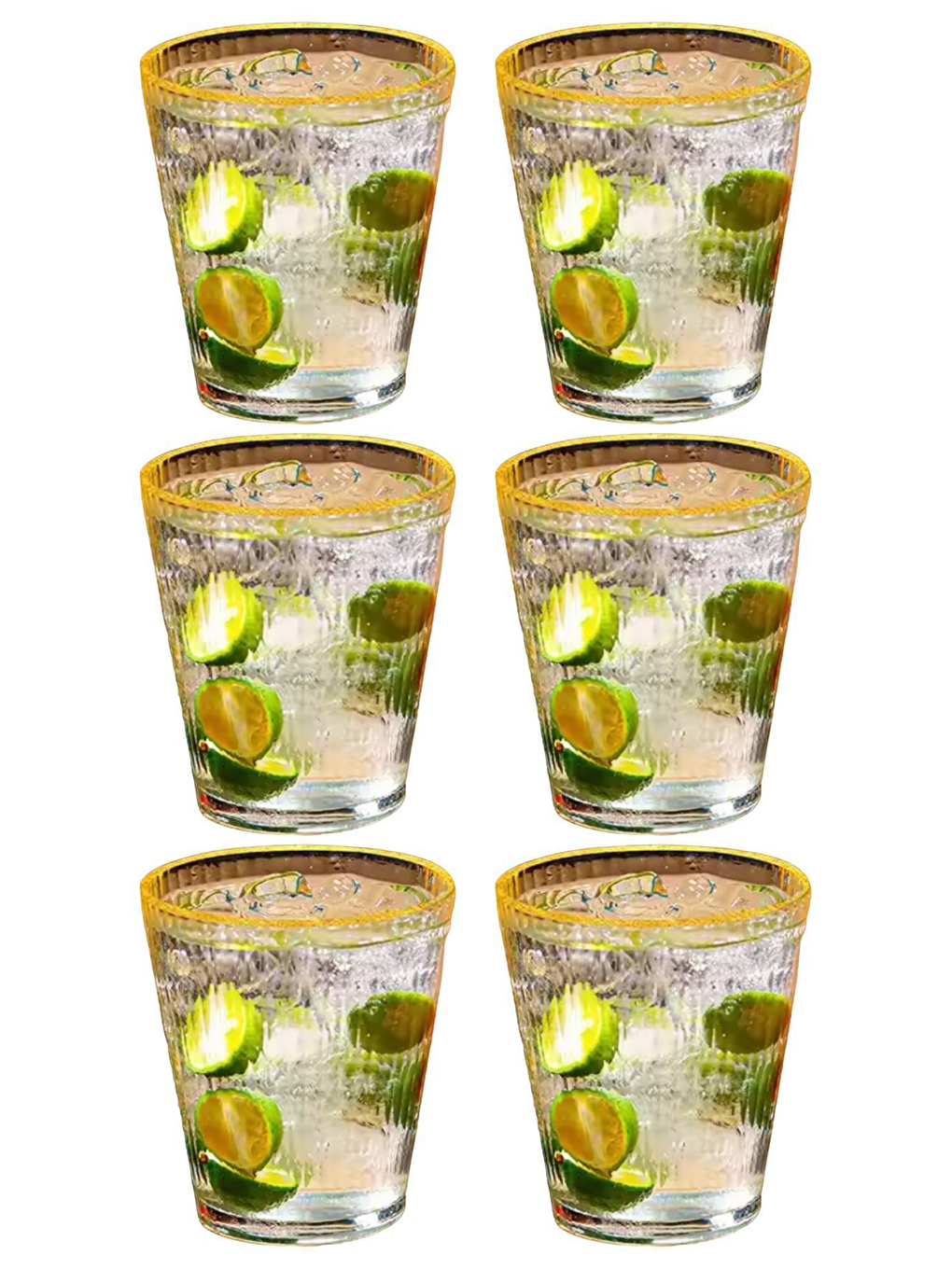 Renksiz Cam Çizgili Bardak 300 ml  6 Adet - 2440