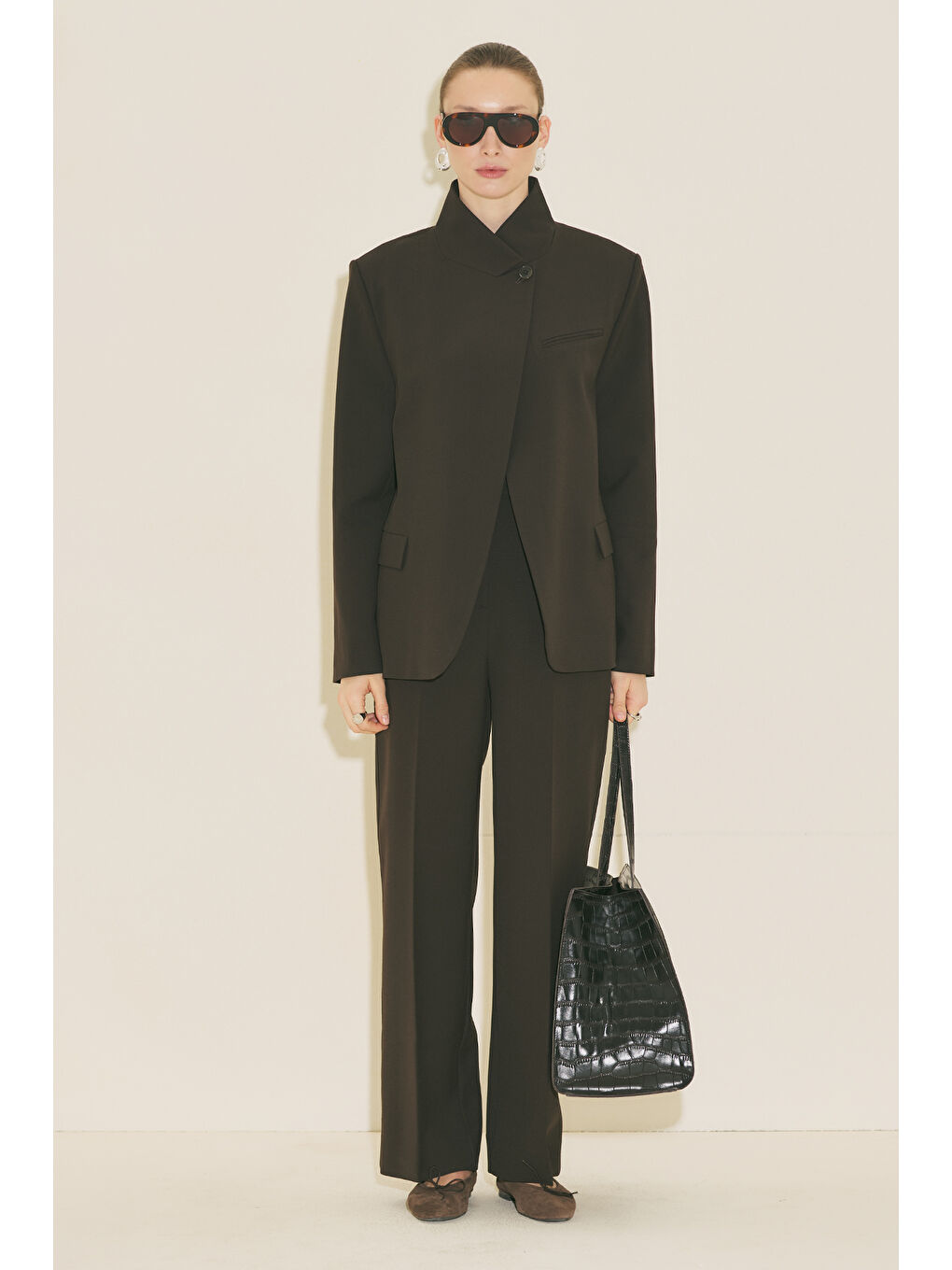 Kahverengi Straıght Klasik Pantolon Acı Kahve