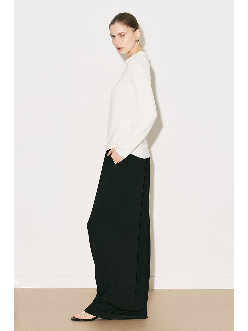 Easy Düğmeli Uzun Kol Bluz Ekru-6