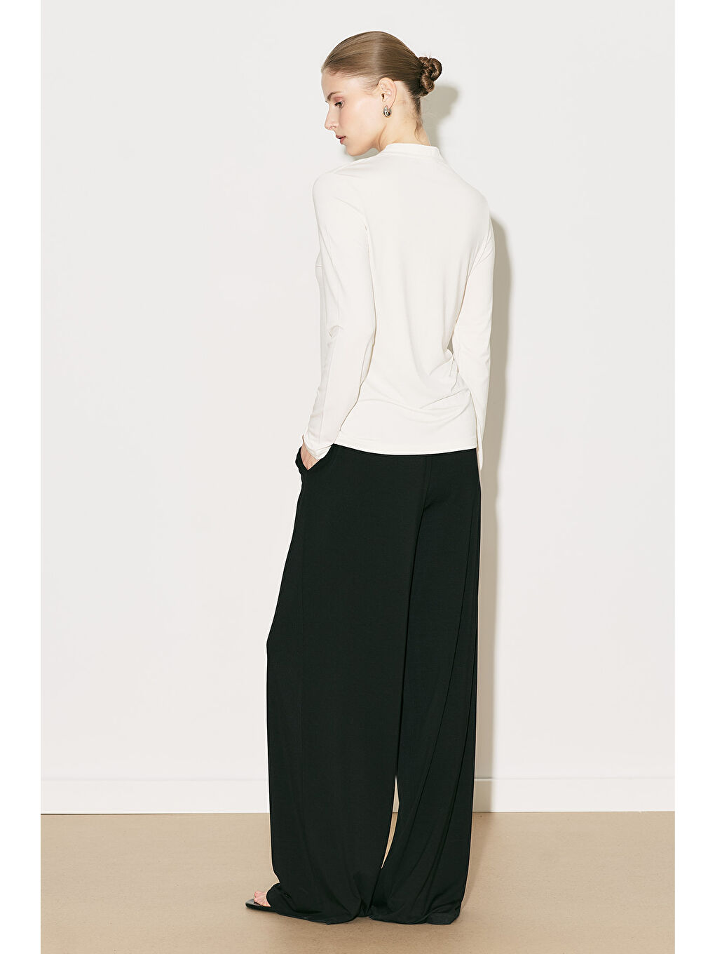 Easy Düğmeli Uzun Kol Bluz Ekru-7