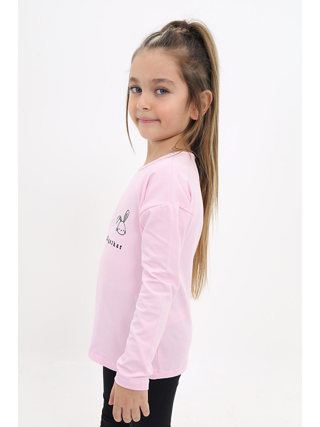 Pembe Kız Çocuk Baskılı Tişört-1