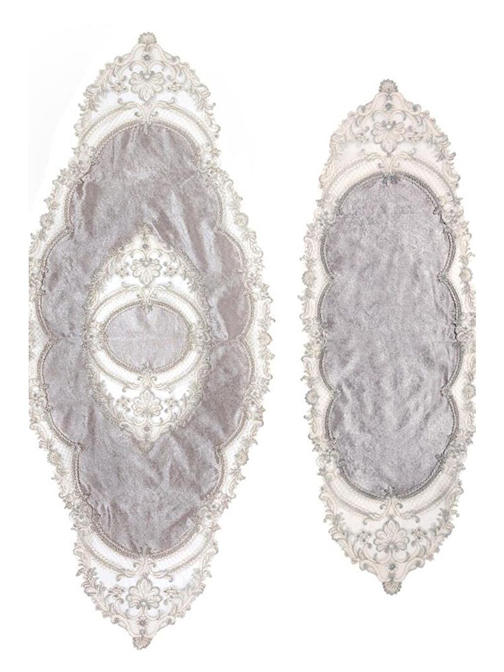 Fransız Güpürlü Orkide Kadife Salon Takımı 5 Parça Gri-2