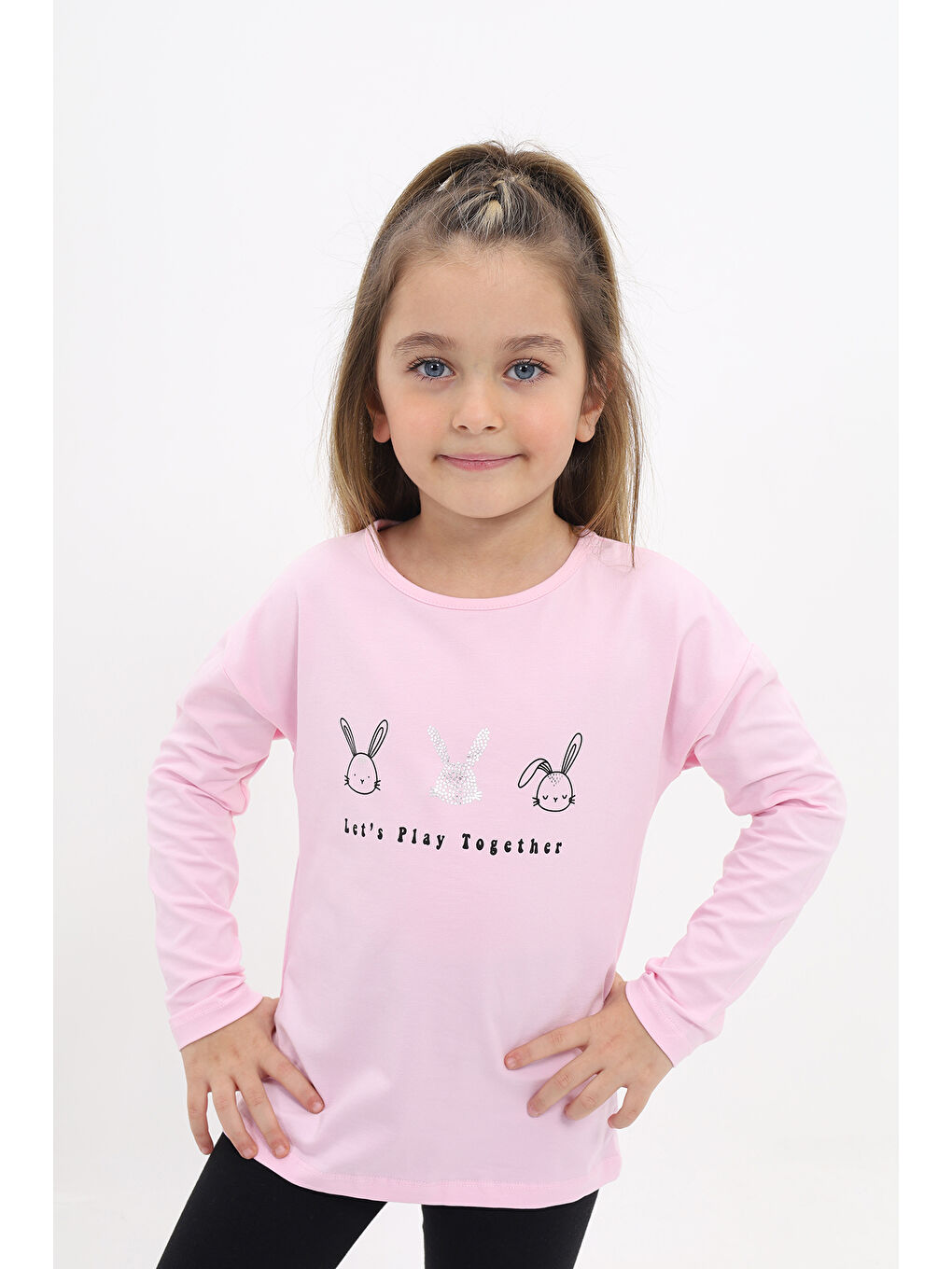 Pembe Kız Çocuk Baskılı Tişört-3