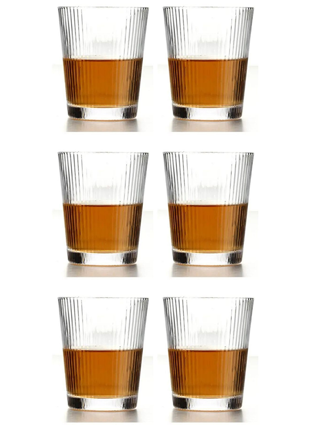 Renksiz Cam Çizgili Bardak 300 ml  6 Adet - 2440-1