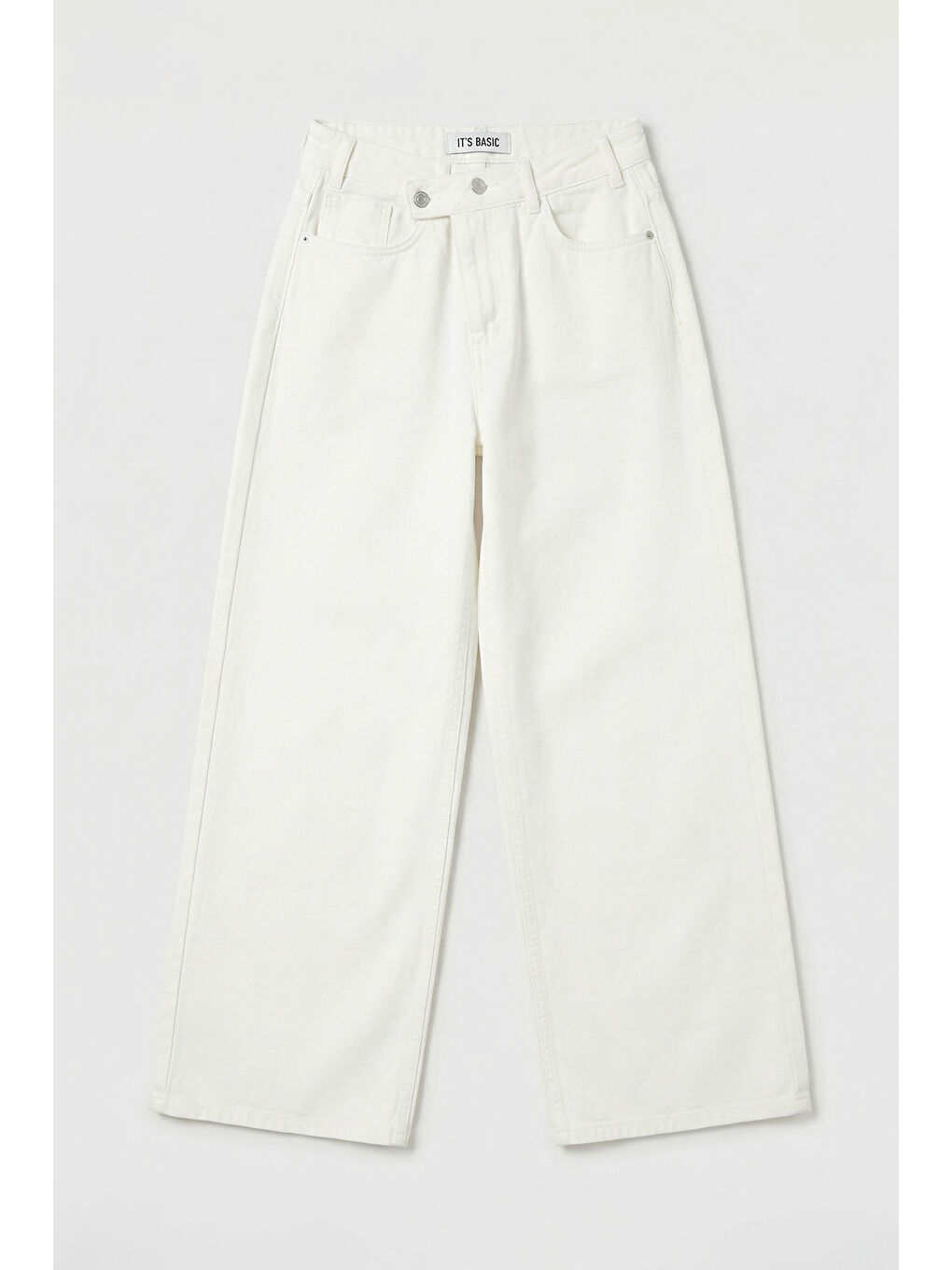 Kadın Kırık Beyaz 7s6-101 Mega Baggy Fit Kemer Detaylı Bol Kesim Denim Jean-1