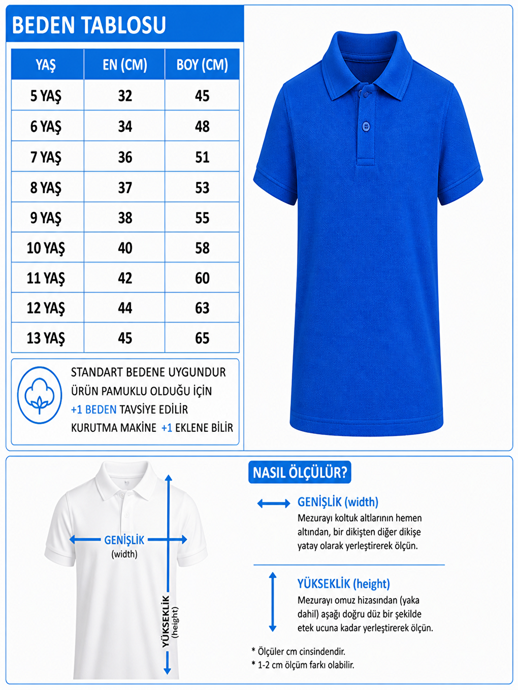 Mavi Kids Polo Yaka Basic Kısa Kollu Unisex Çocuk Tişört-1