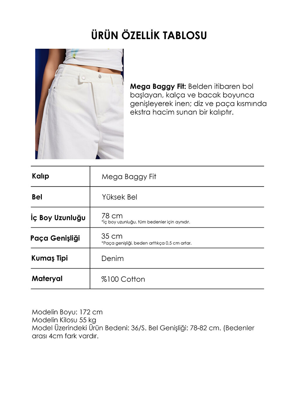 Kadın Kırık Beyaz 7s6-101 Mega Baggy Fit Kemer Detaylı Bol Kesim Denim Jean-4