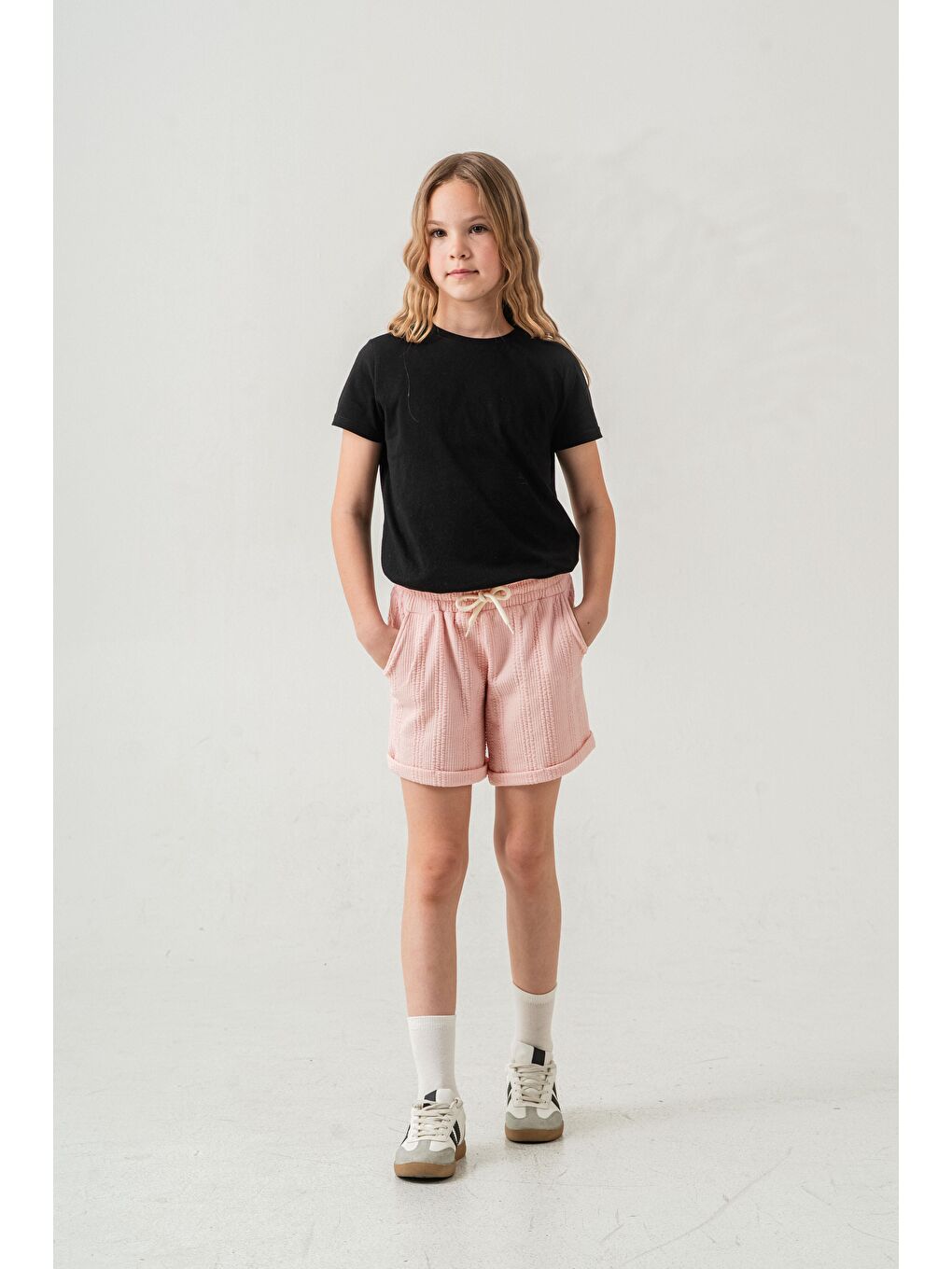Pembe Duble Paçalı Kız Çocuk Şort-1