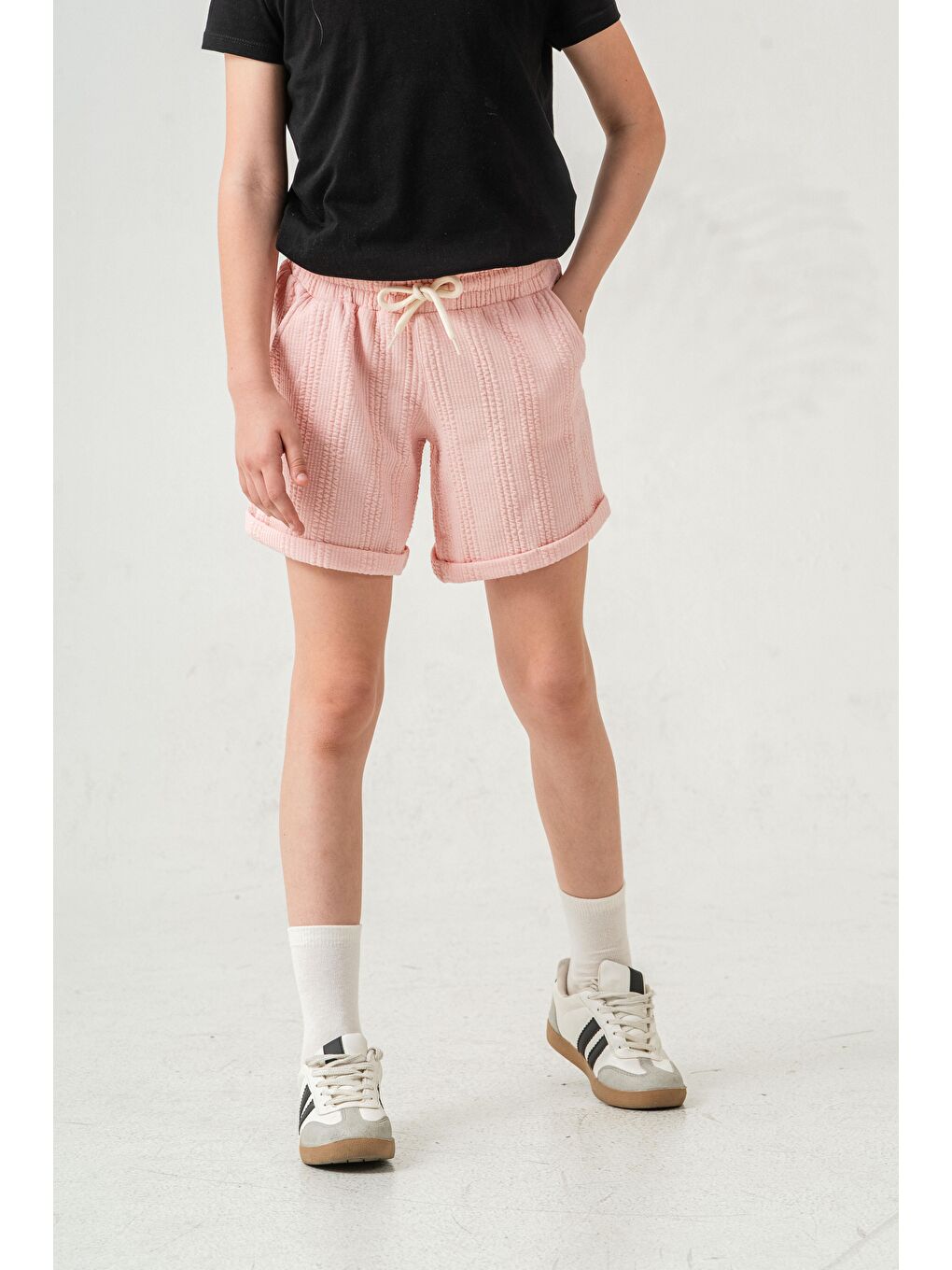 Pembe Duble Paçalı Kız Çocuk Şort-6