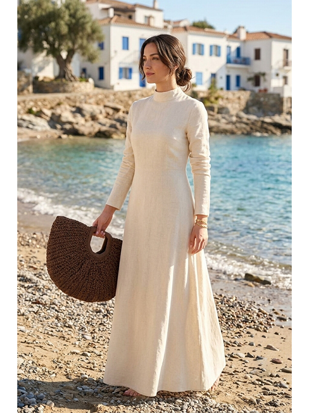 El Örgüsü Hasır Çanta - Kahverengi Cnt2603-3-1