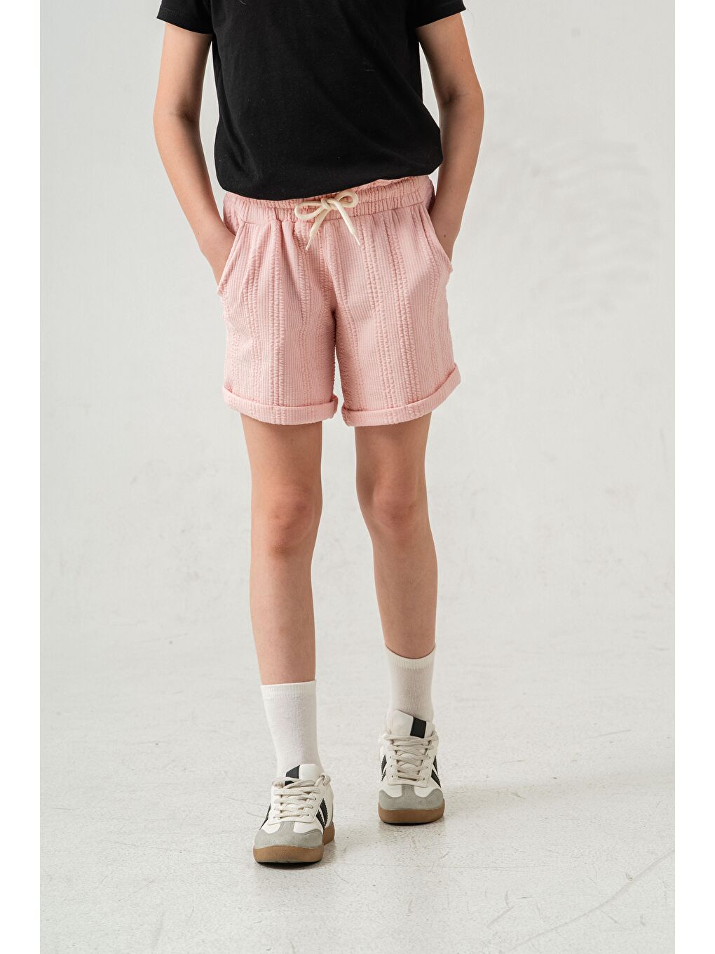 Pembe Duble Paçalı Kız Çocuk Şort-7