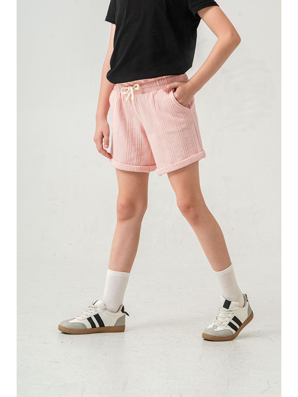 Pembe Duble Paçalı Kız Çocuk Şort-8