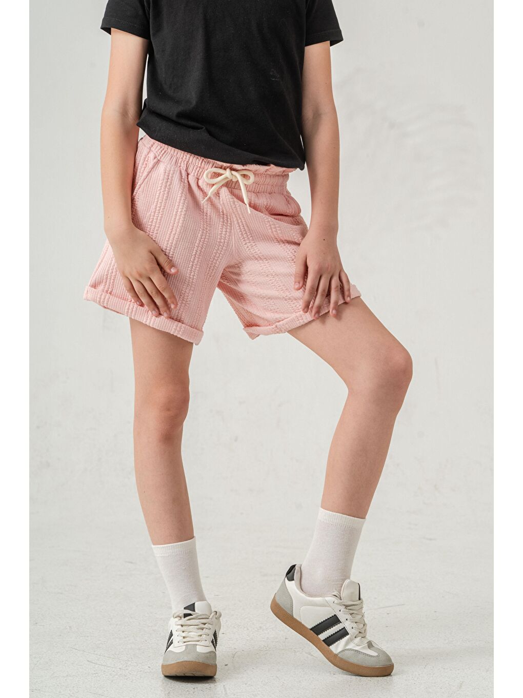Pembe Duble Paçalı Kız Çocuk Şort-9