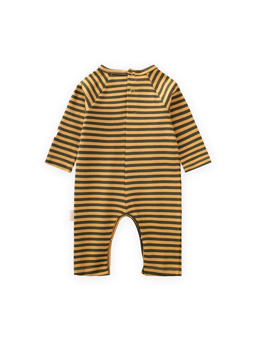 Sarı Çizgili Triko Tulum 0-3 Yaş Hardal Haki-1