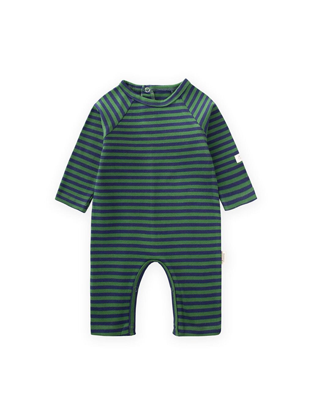 Çizgili Triko Tulum 0-3 Yaş Haki Lacivert