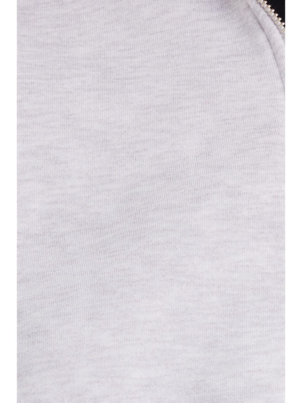 Kadın Relax Fit Rahat Kesim Pamuklu İçi Polarlı Yarım Fermuarlı Gri Dik Yaka Sweatshirt-5