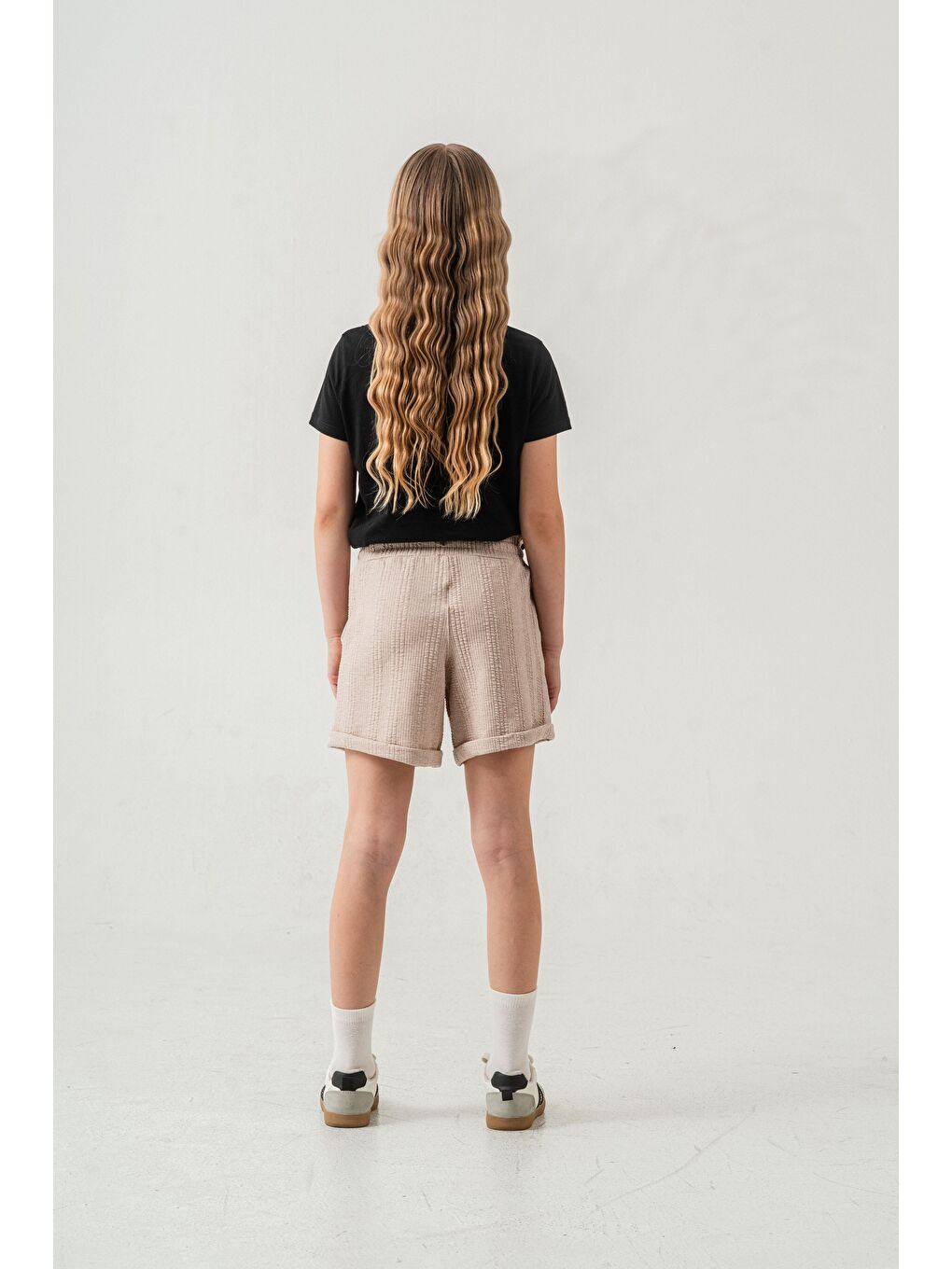 Bej Duble Paçalı Kız Çocuk Şort-10
