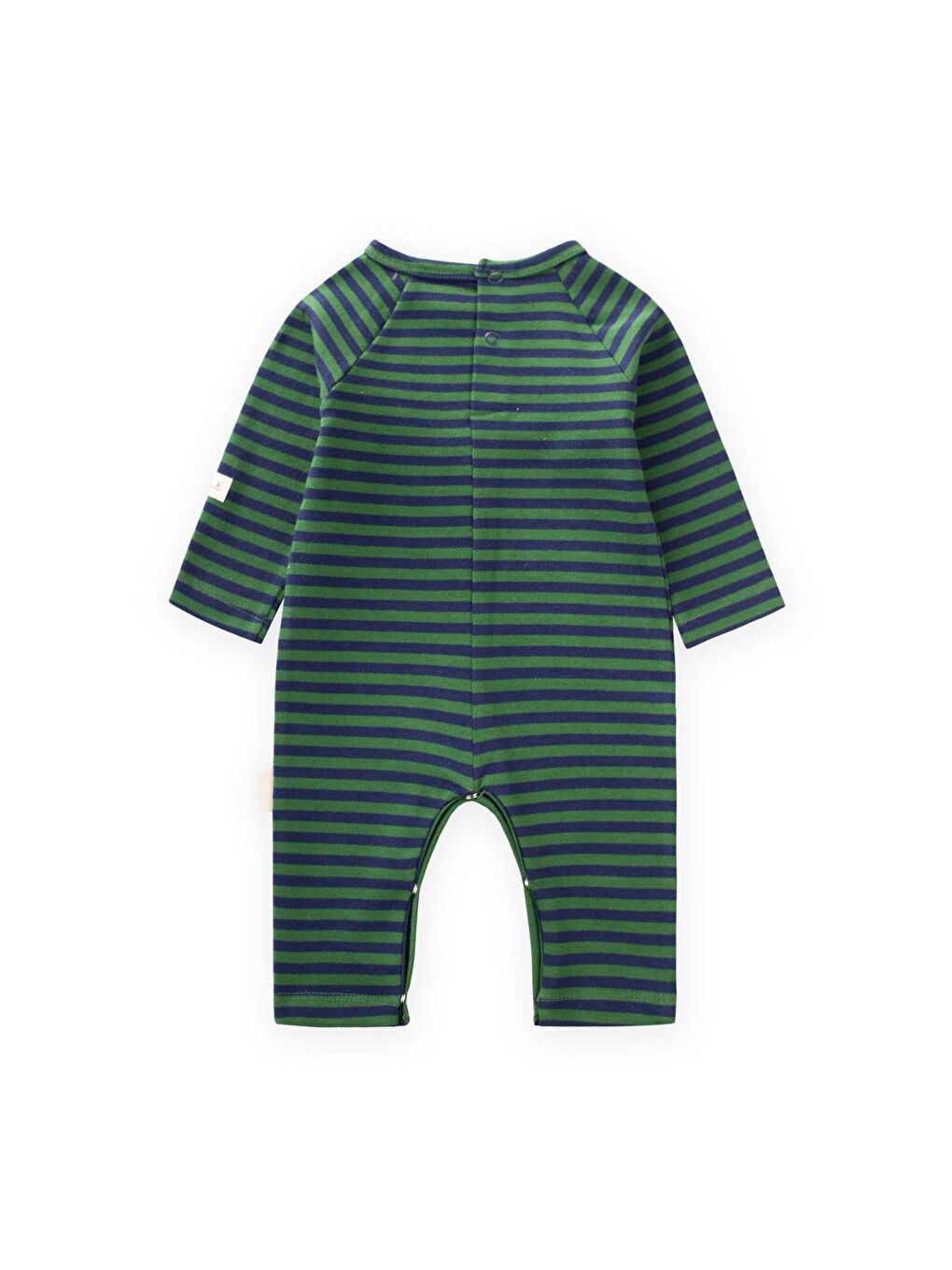 Çizgili Triko Tulum 0-3 Yaş Haki Lacivert-1