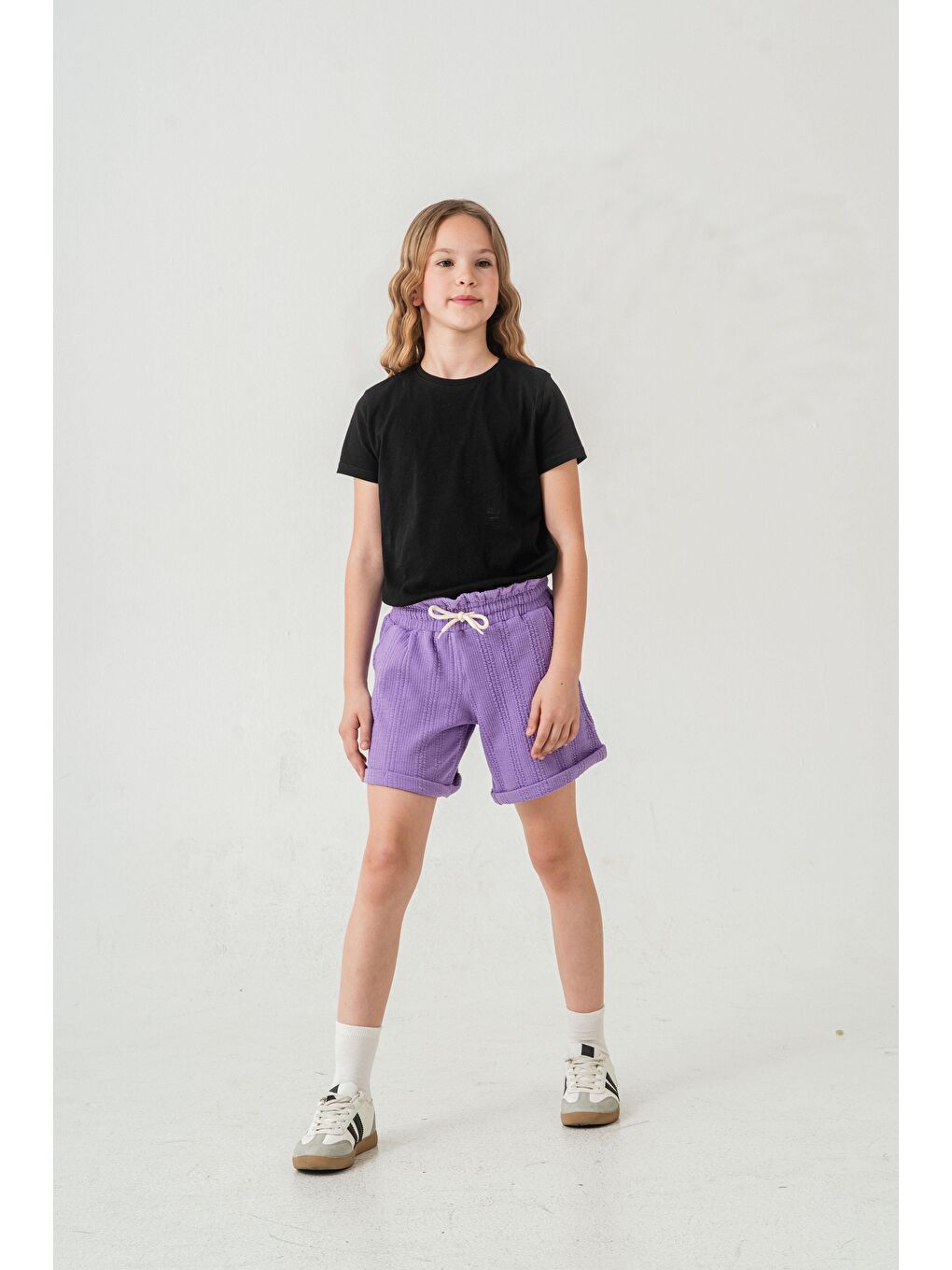 Lila Duble Paçalı Kız Çocuk Şort