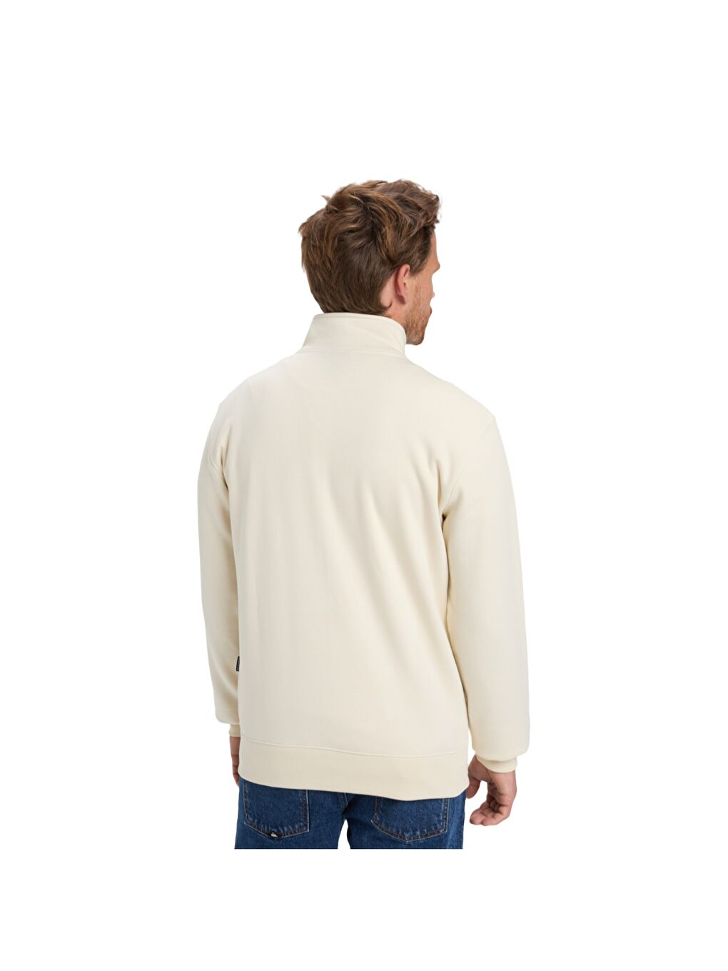 Zip Fleece No Hood Erkek Beyaz Fermuarlı Sweatshirt-4