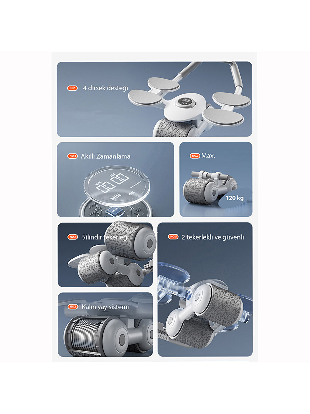 Karışık Dijital Ekranlı Çek Bırak - Dirsek Destekli Mekik Aleti - Karın Egzersiz Aleti