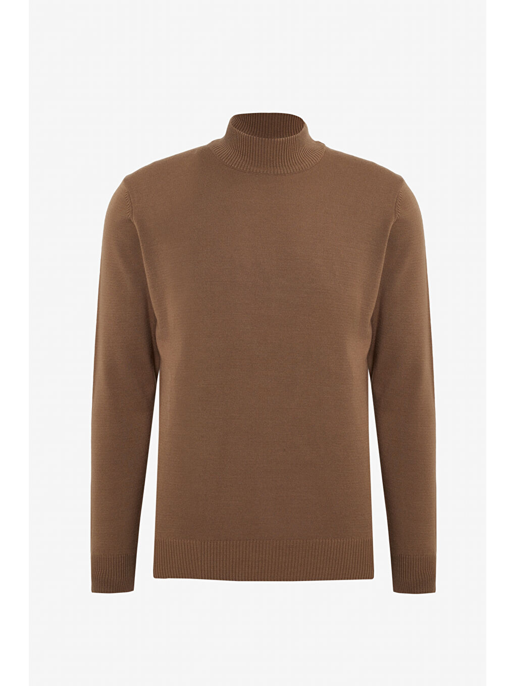 Bej Erkek VIZON-GRI MELANJ 2'li Paket Standart Fit Normal Kesim Yarım Balıkçı Yaka Basic Triko Kazak-11