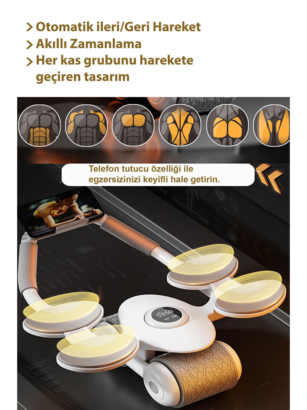 Karışık Dijital Ekranlı Çek Bırak - Dirsek Destekli Mekik Aleti - Karın Egzersiz Aleti-1