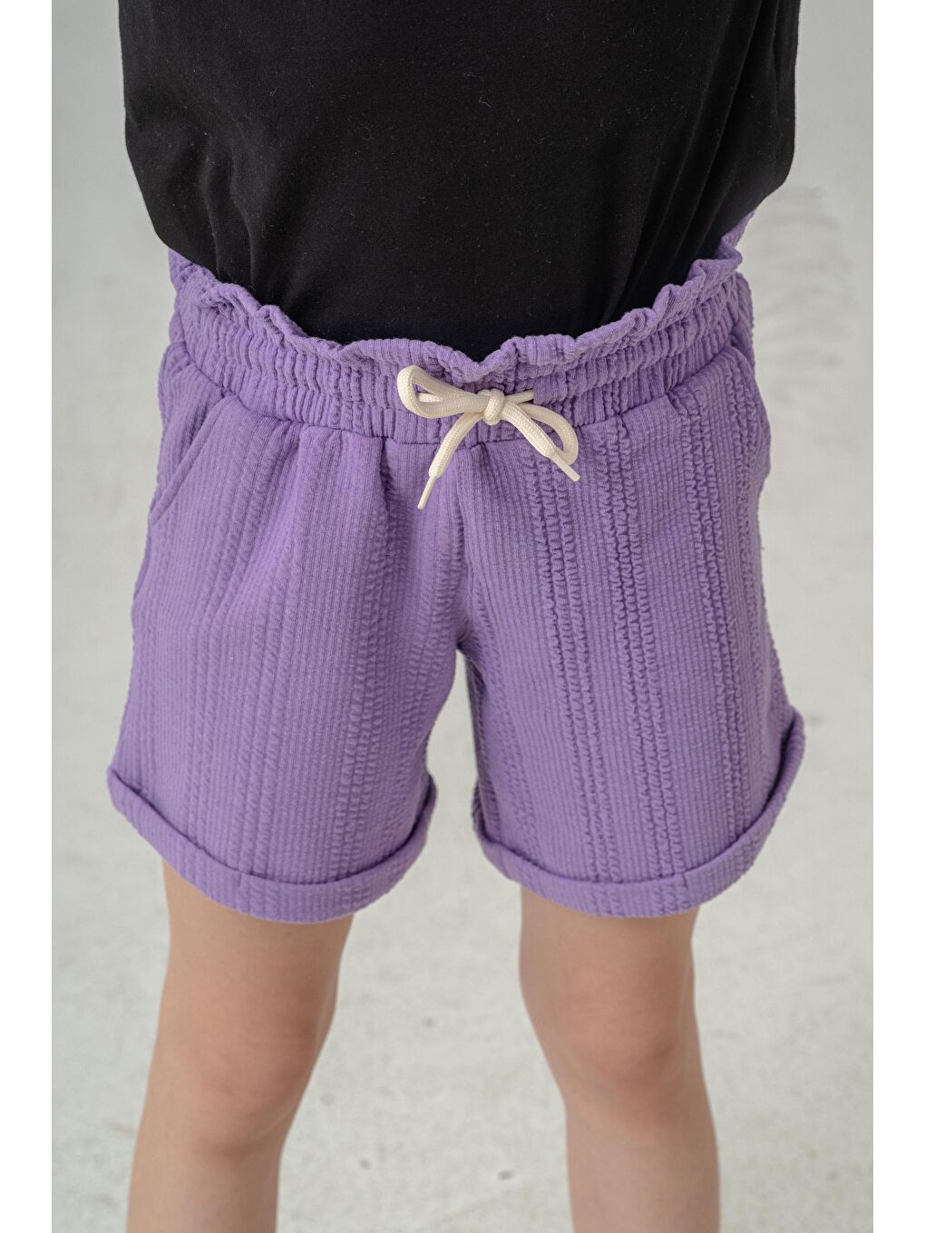 Lila Duble Paçalı Kız Çocuk Şort-8