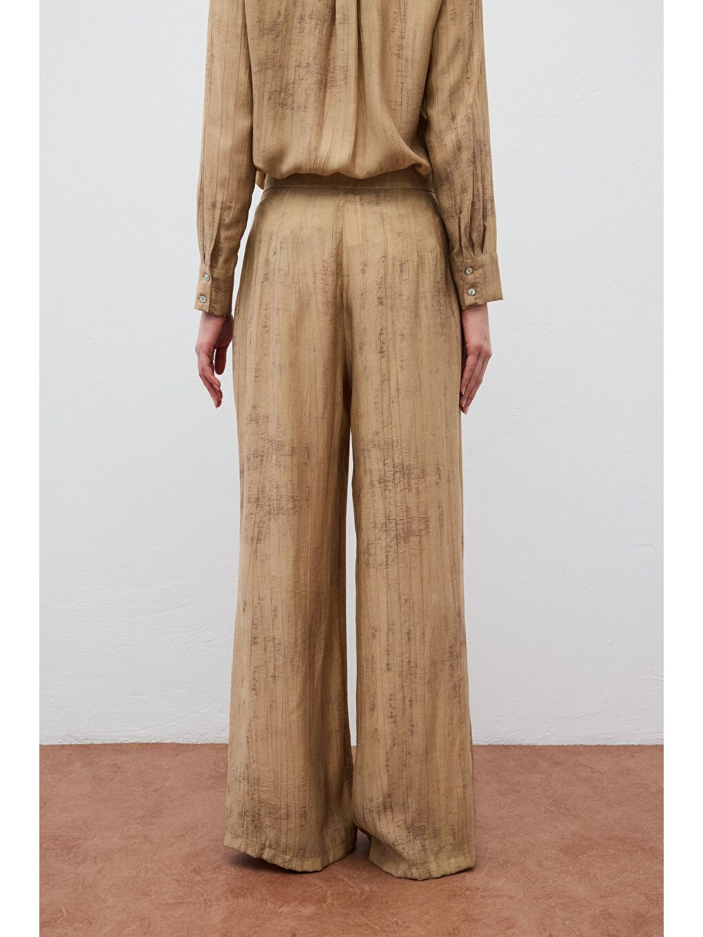 Kahverengi Desenli Salaş Pantolon - Camel-3