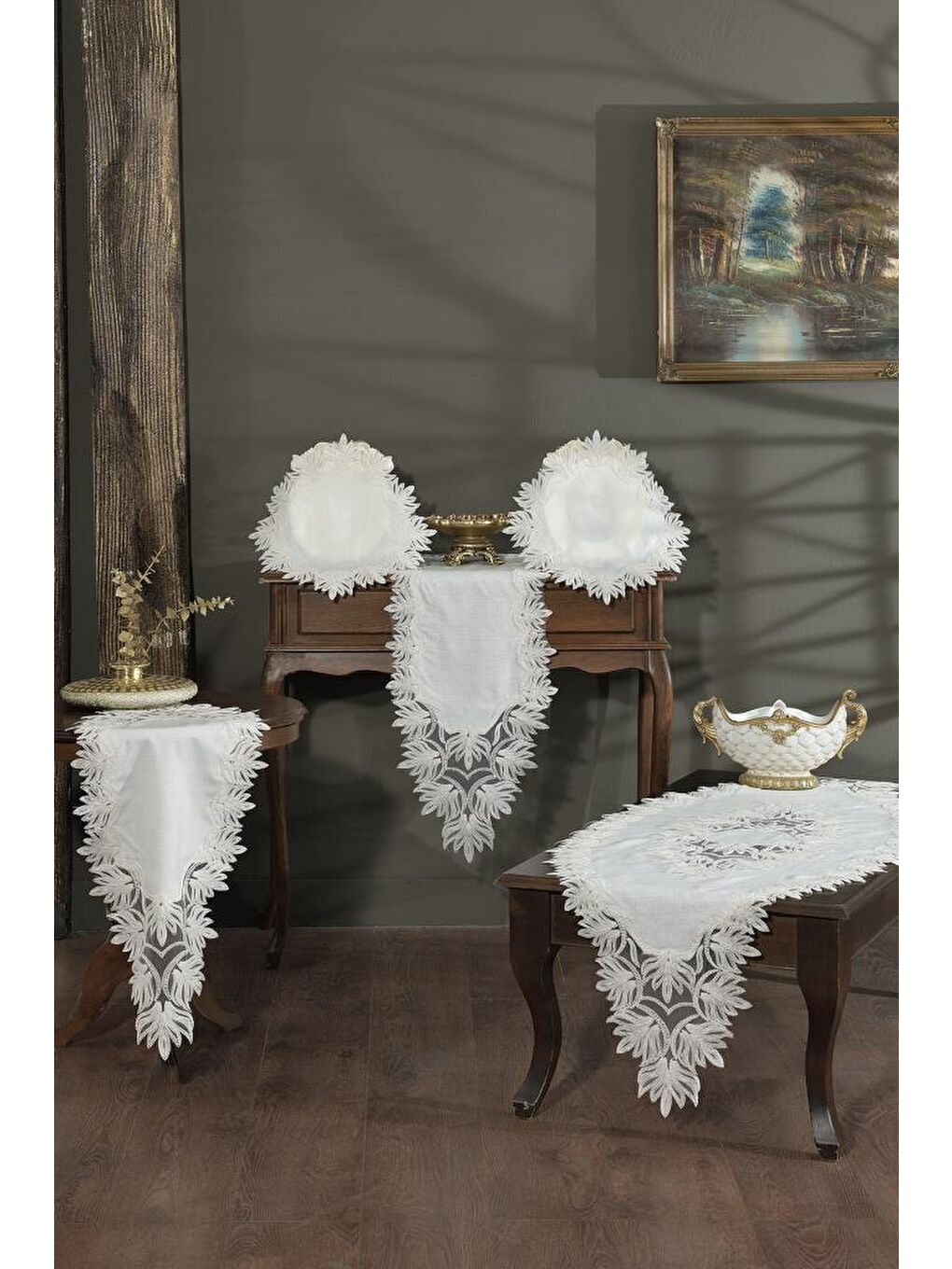 Ekru Işıl Salon Takımı 5 Parça Krem