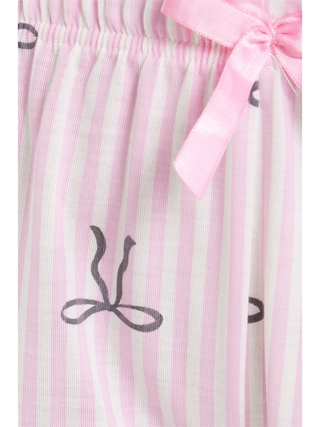 Kadın Regular Fit Klasik Kesim Viskon Beli Lastikli Fiyonk Detaylı Baskılı Pembe Pijama Altı-5