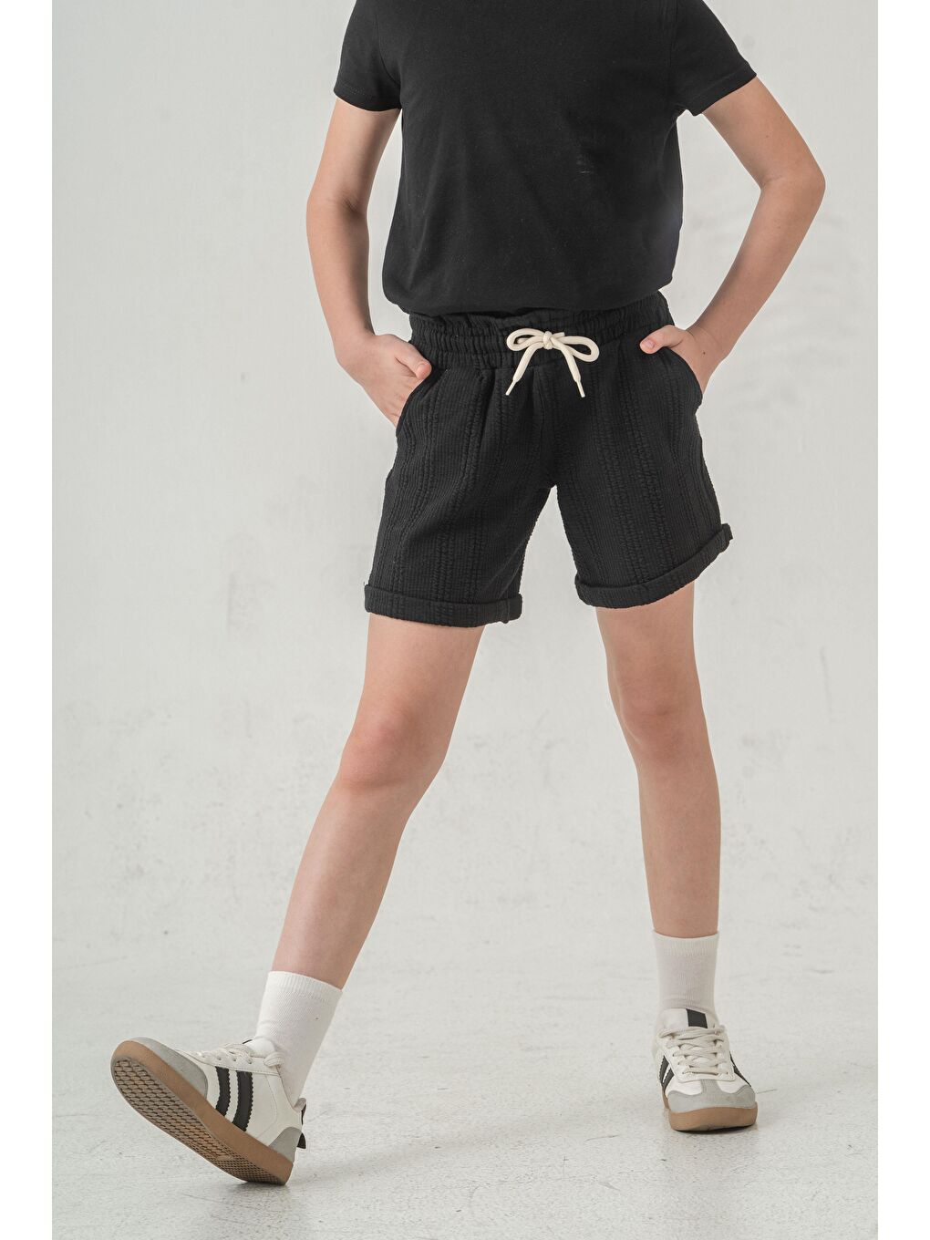 Siyah Duble Paçalı Kız Çocuk Şort-8