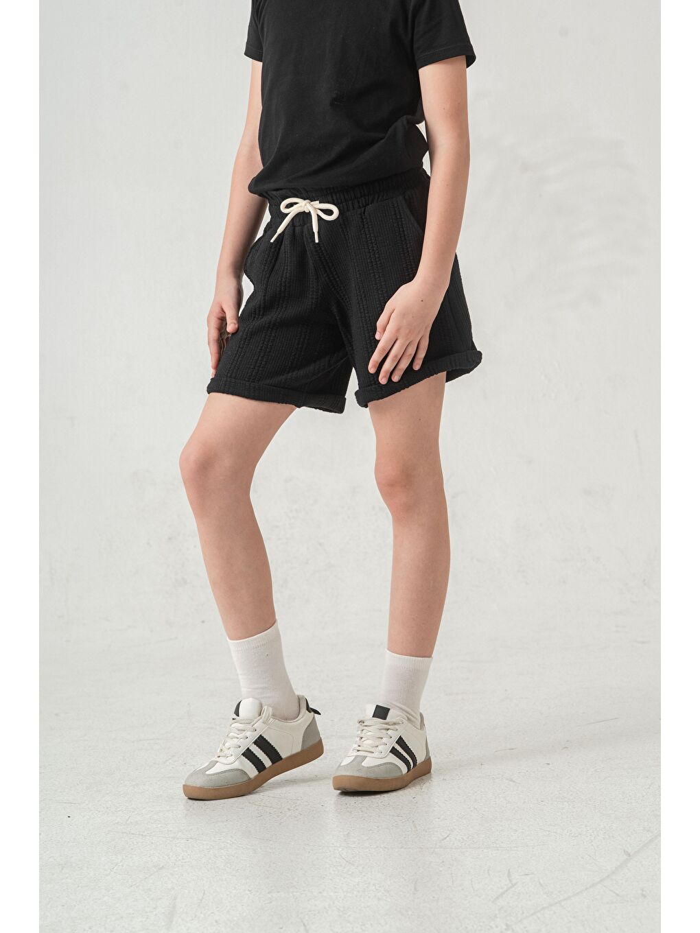 Siyah Duble Paçalı Kız Çocuk Şort-9