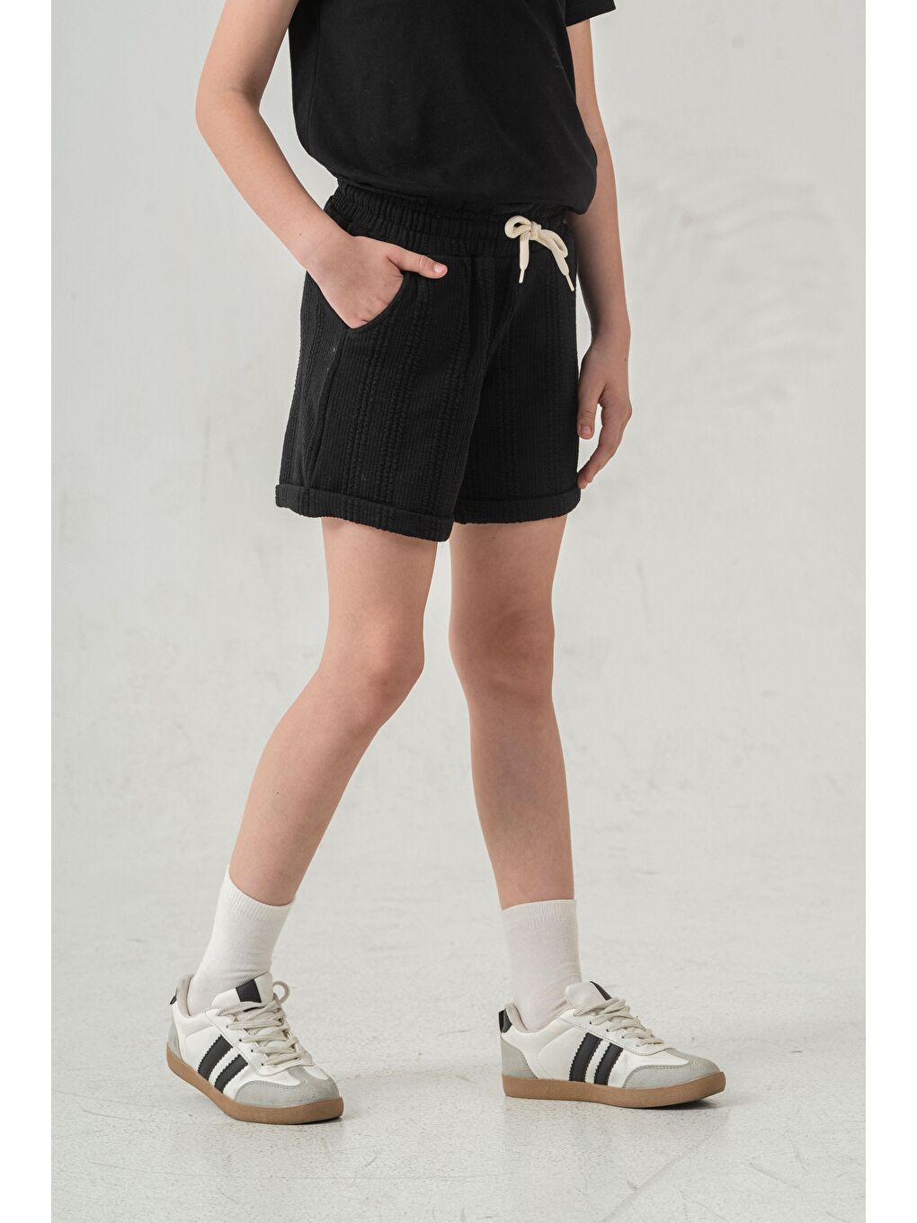 Siyah Duble Paçalı Kız Çocuk Şort-10