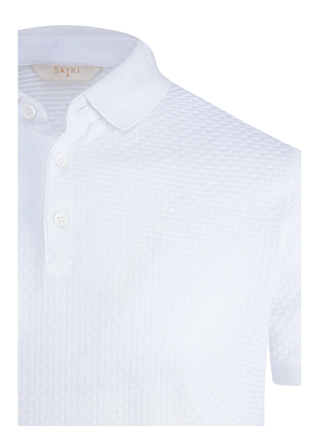 Beyaz Regular Fit 100% Pamuk Polo Yaka Merserize Tişört-1
