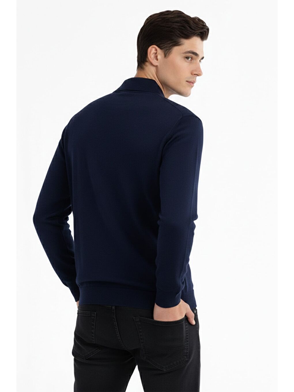 Lacivert Erkek Uzun Kollu Gömlek-3