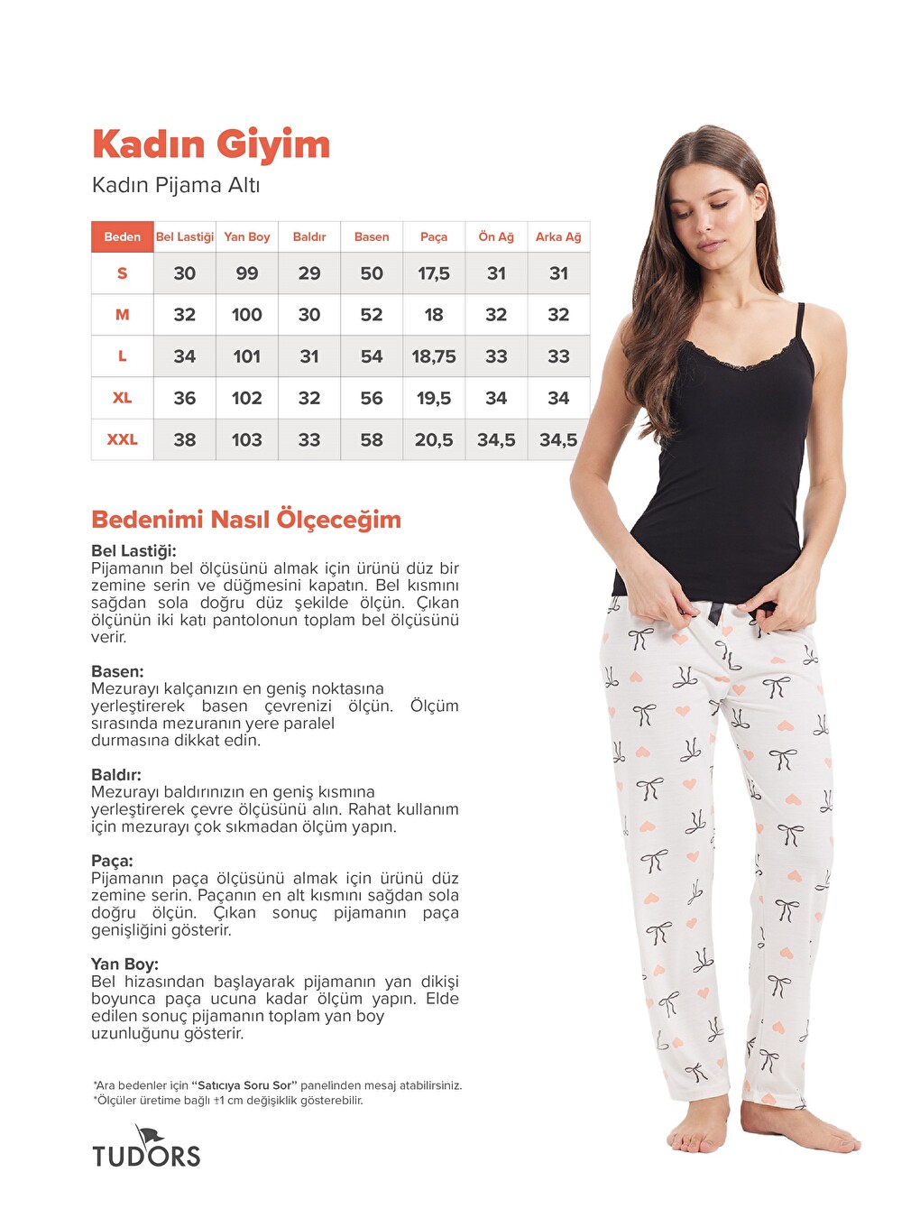 Kadın Regular Fit Klasik Kesim Viskon Beli Lastikli Fiyonk Detaylı Baskılı Beyaz Pijama Altı-2