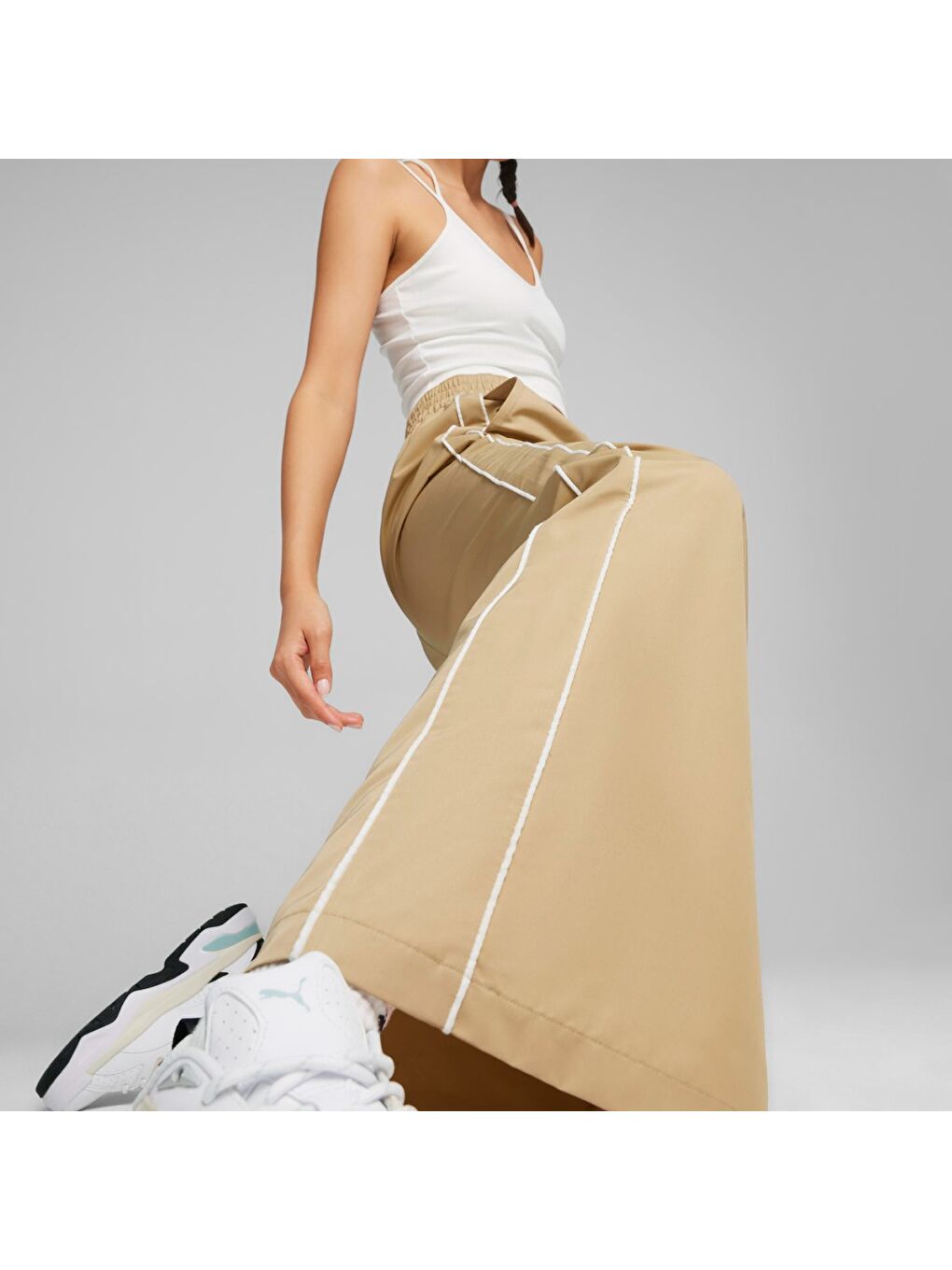 T7 Relaxed Track Kadın Bej Pantolon-3