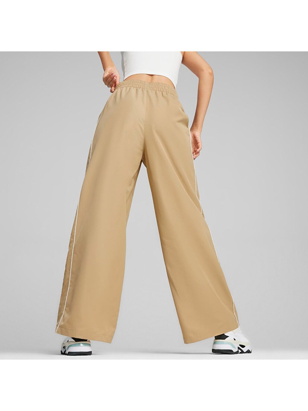 T7 Relaxed Track Kadın Bej Pantolon-4