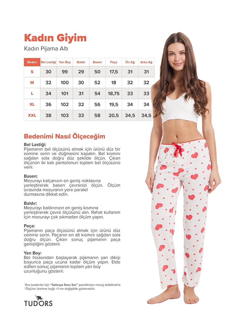 Kadın Regular Fit Klasik Kesim Viskon Beli Lastikli Fiyonk Detaylı Baskılı Beyaz Pijama Altı-2