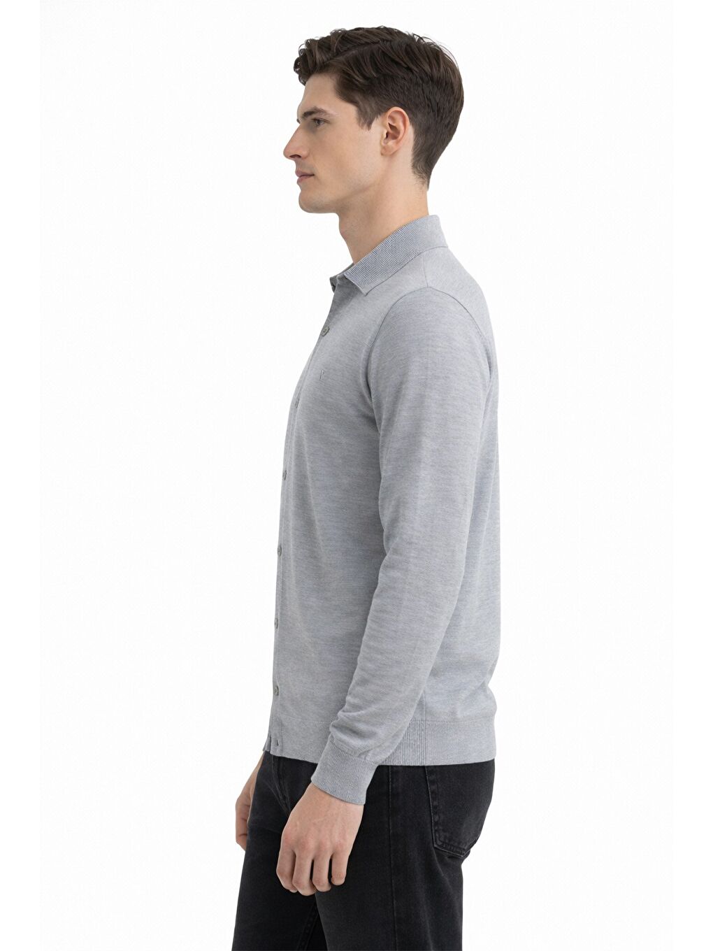 Gri Erkek Uzun Kollu Gömlek-3